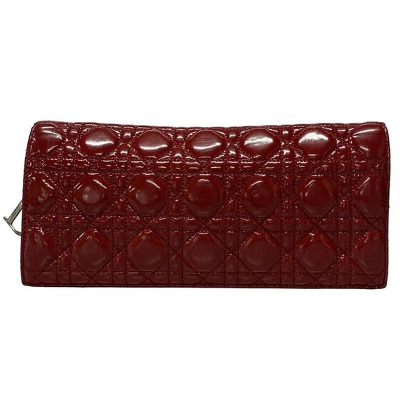 Auth DIOR/ChristianDior Cannage Stitch Red Patent Leather Clutch Bag - Picture 2 of 16
